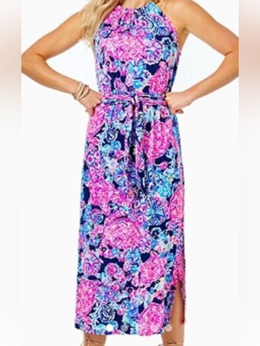 Lilly Pulitzer Bingham midi dress featuring a vibrant High Tide Turtle amazement